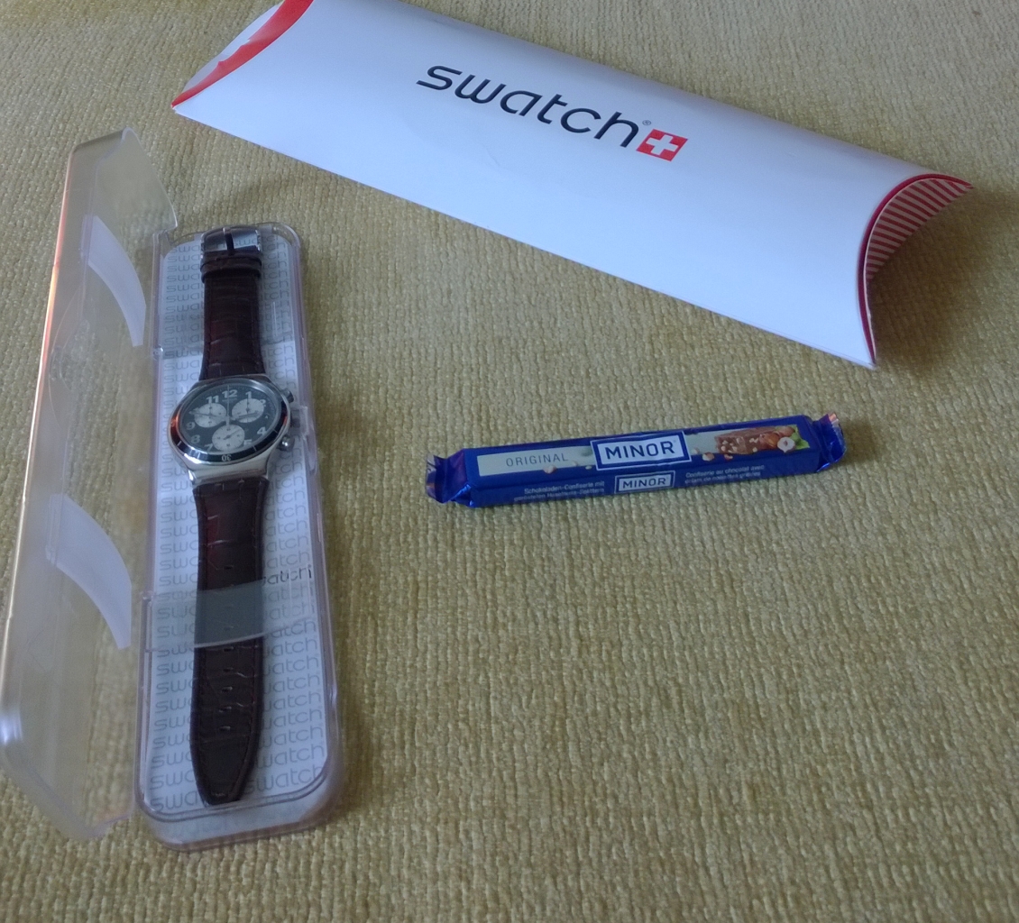 Swatch Irony Browned Quartz Chronograph (Ref. YVS400, plastic box and paper envelope, Swiss chocolate bar not included)