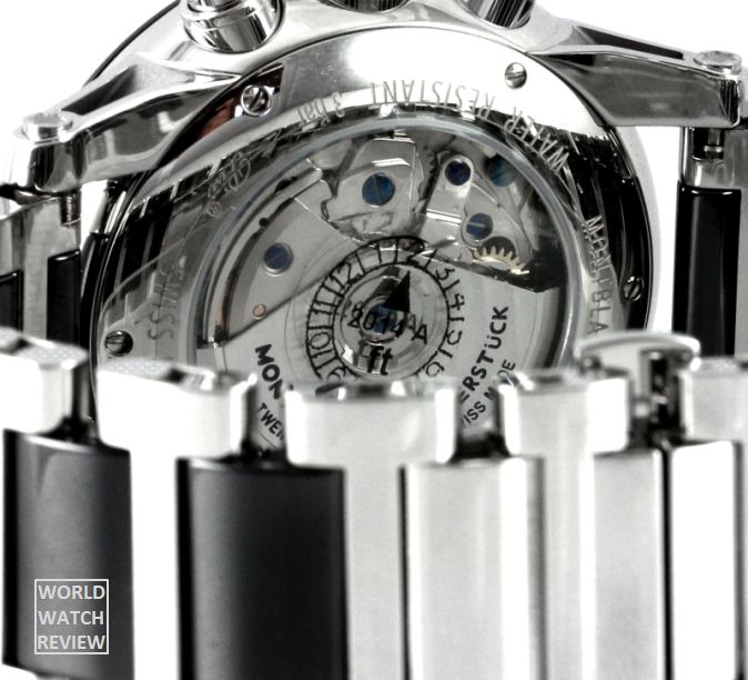 Montblanc TimeWalker Chronograph (rear view Montblanc 4810/502 caliber visible)