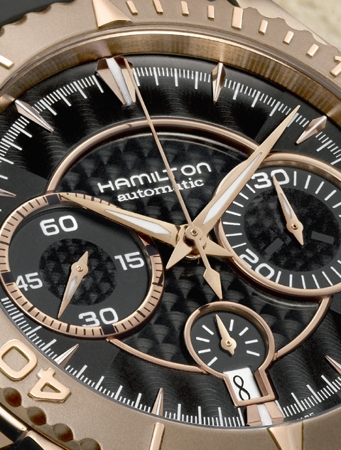 Hamilton Jazzmaster Seaview AutoChrono H37646331 automatic diving chronograph (dial, detail)