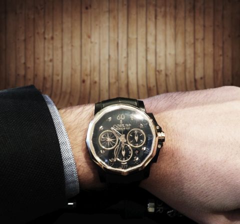 Corum Admiral's Cup Challenge 44 Black chronograph (wrist shot photo)