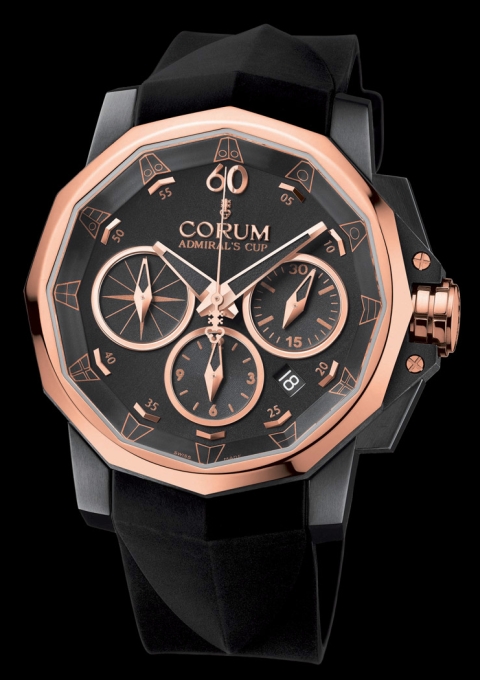Corum Admiral\'s Cup Challenge 44 Black chronograph in Rose Gold