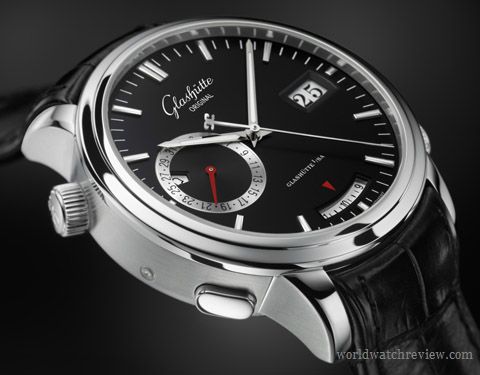 Glashütte Original Senator Diary in stainless steel (alarm setup pushers and winding crown)