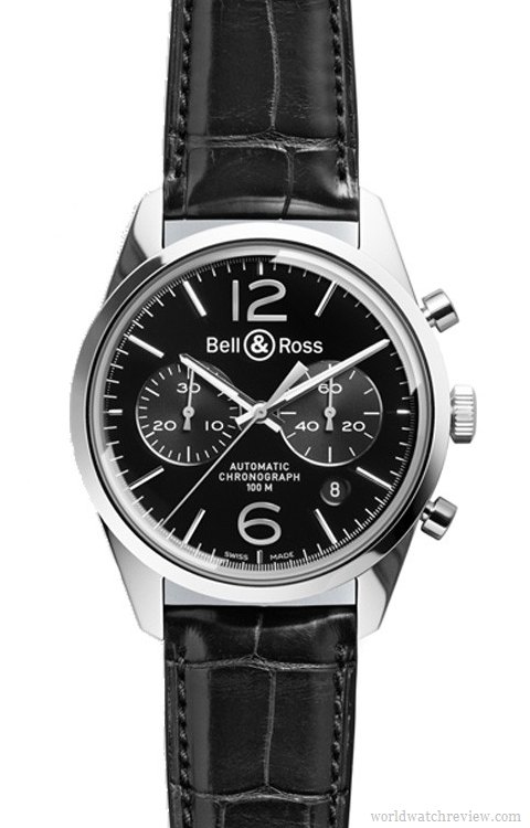 Bell & Ross Vintage Original BR 126 Black Officer Chronograph (front view)