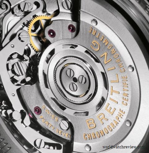 Breitling Chronomat B01 (transparent caseback, movement, detailed view)