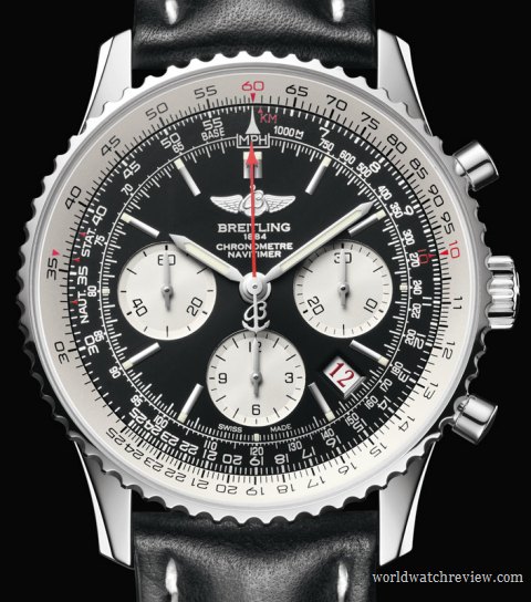 Breitling Navitimer Caliber 01 Edition chronograph in stainless steel (front view)