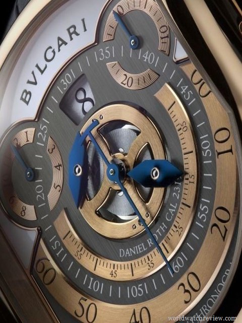 Bulgari Papillon Chronograph in rose gold (dial, detail)