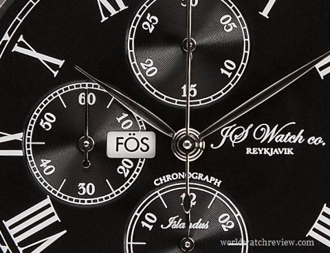 JS Watch Co. Islandus Chronograph (dial, detail)