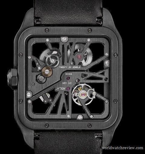 Cartier Santos Dumont Carbon Skeleton Titanium (transparent case back)