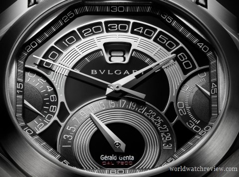 Bvlgari Octo Quadri-Retro Chronograph (art-deco dial, detail)