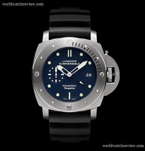 Panerai Luminor Submersible 1950 Regatta 3 Days GMT Titanio (PAM 371, front view)