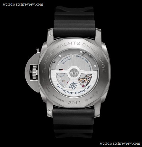 Panerai Luminor Submersible 1950 Regatta 3 Days GMT Titanio (transparent case back)