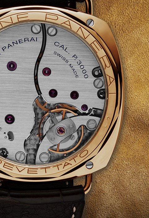 Panerai Radiomir Oro Rosa 3 Days 47mm PAM 379 (sapphire case back, detail)