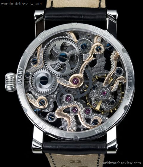 Kudoke KudOktopus (transparent case back, historic Unitas 6498 movement)