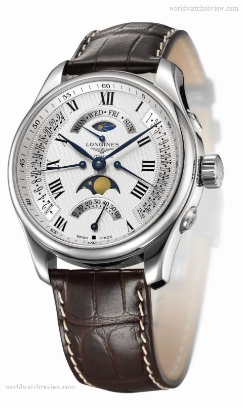 Longines Master Collection Retrograde Moon Phases (silvered dial, brown strap)