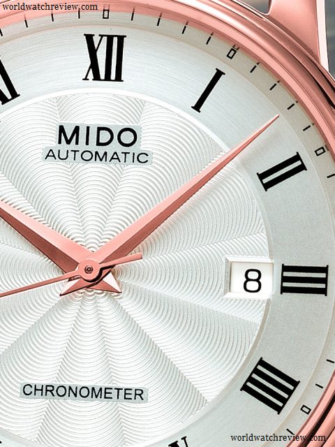 MIDO Baroncelli III Rose Gold 18K (dial, detail)