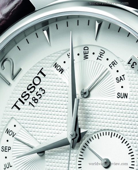 Tissot Tradition G15.561 Retrograde Perpetual Calendar (guilloche dial, detail)