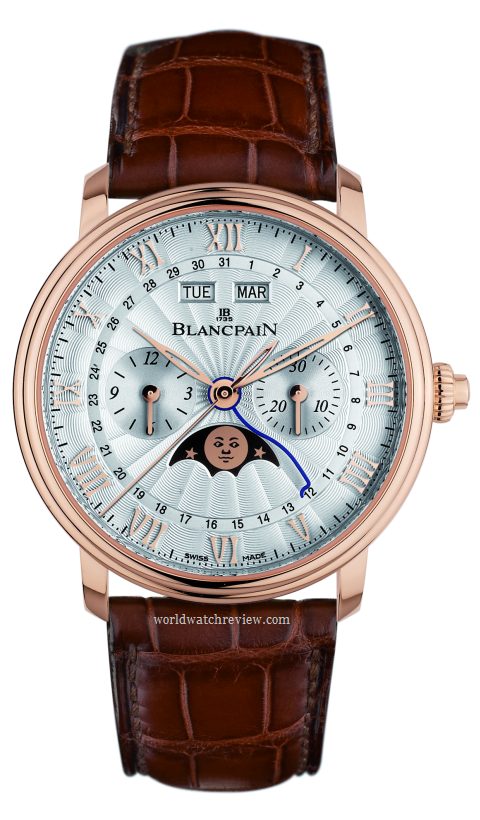 Blancpain Villeret Chronographe Monopoussoir Quantieme Complet in rose gold (Ref. 6685-3642-55B) front view