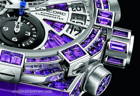 Concord C1 Chronograph Amethyst (dial and bezel, detailed view)