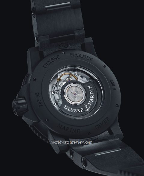 Ulysse Nardin Marine Diver Black Sea, transparent case back