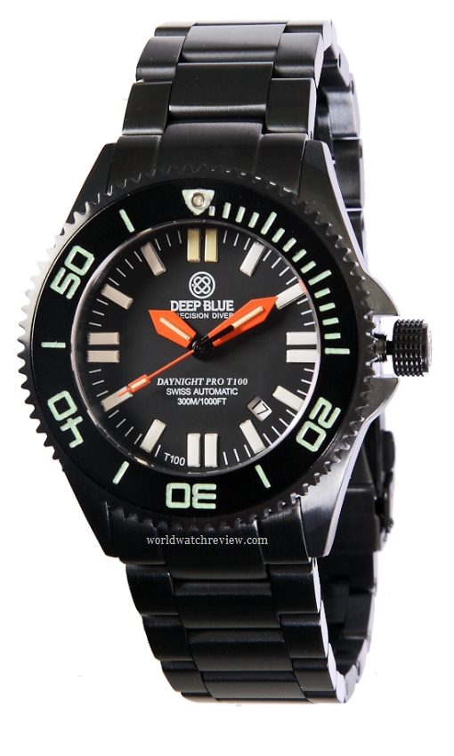 Deep Blue Daynight T-100 Tritium Flat Tubes (black dial, orange hands)