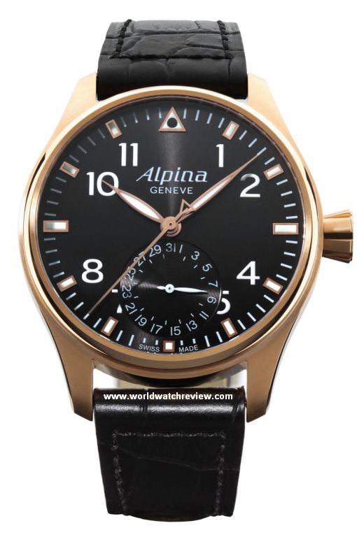 Alpina Startimer Pilot Manufacture Aviation in Rose Gold (front view)