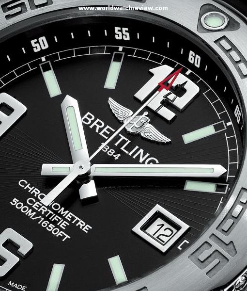 Breitling Colt 44 SuperQuartz Volcano Black dial (detail)