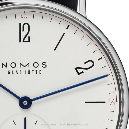 NOMOS Glashuette Tangente Alma Mater Wempe 100 (dial, detail)