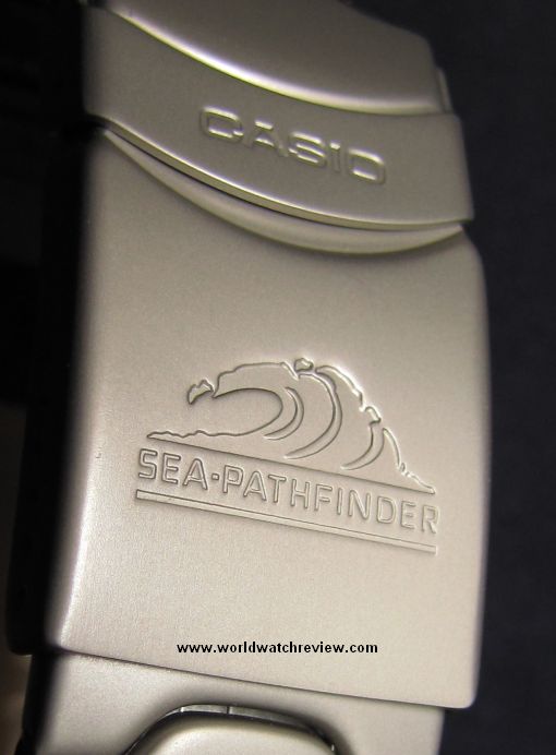 Casio Sea Pathfinder in Titanium (Ref. SPF-60D-7AVER) bracelet: folding buckle with safety clasp
