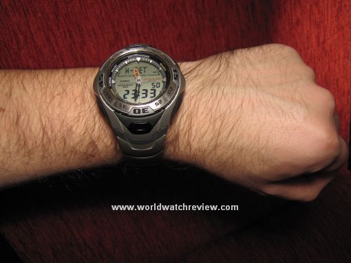 Casio Sea Pathfinder wrist shot: top view