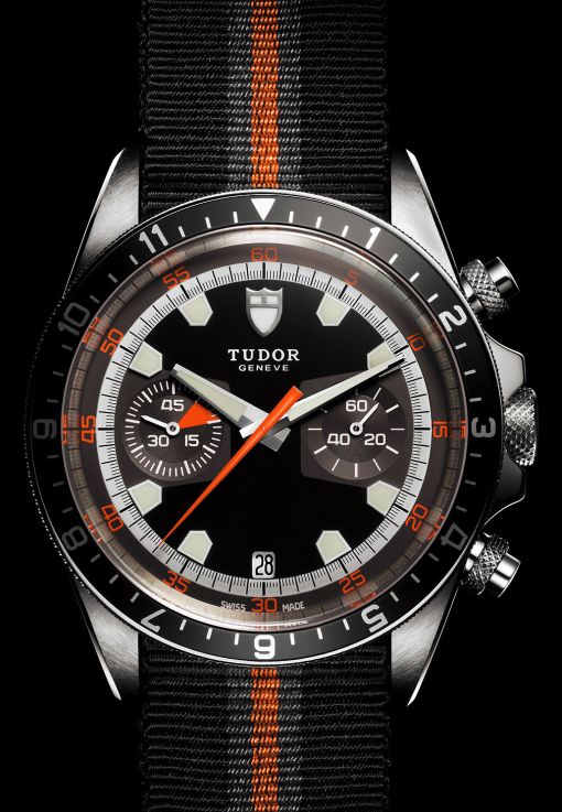 Tudor Heritage Chronograph (Ref. 70330) automatic watch on a textile strap