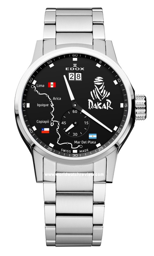 Edox Dakar Limited Edition Quartz (front view, matte black dial)