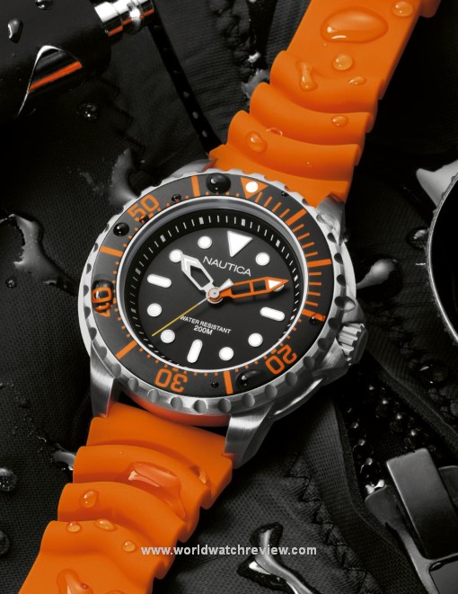 Nautica NMX 650 200M Quartz diving watch (orange strap)