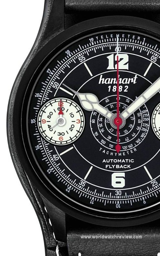 Hanhart Pioneer Stealth 1882 Chronograph (dial, detail)