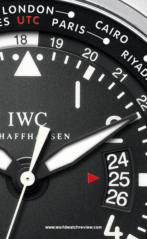 IWC Pilot's Watch Worldtimer (black dial, detail)