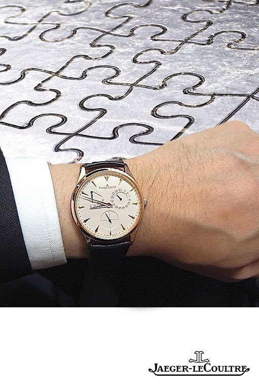 Jaeger-LeCoultre Master Ultra Thin Reserve de Marche in Rose Gold (Q1372520, wrist shot photo)