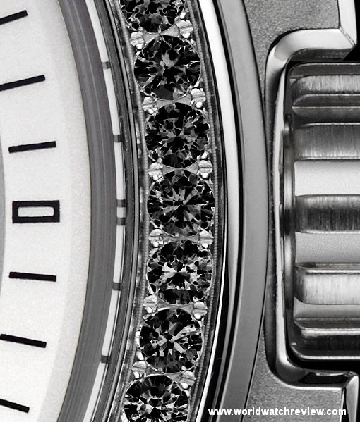 Concord C2 Chronograph Black (diamonds-set bezel, detail)