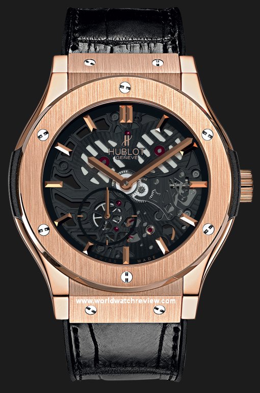 Hublot Classic Fusion Extra-Thin Skeleton in King Gold (front view)