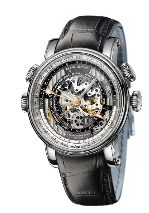 Arnold & Son Hornet World Time Skeleton Automatic in steel