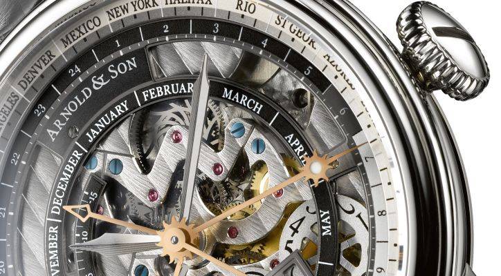 Arnold & Son Hornet World Time Skeleton Automatic in Steel