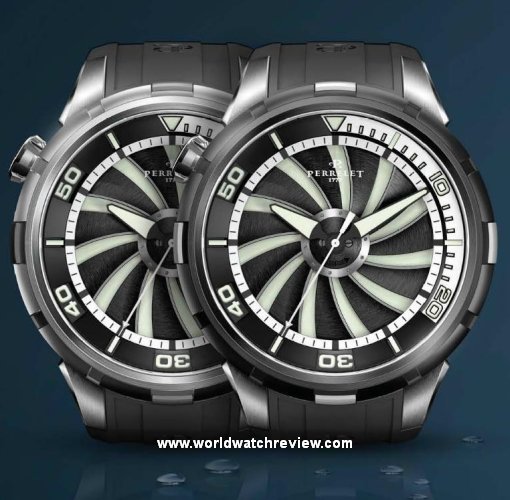 Perrelet Turbine Diver 300M Automatic (front view, black strap and dial)