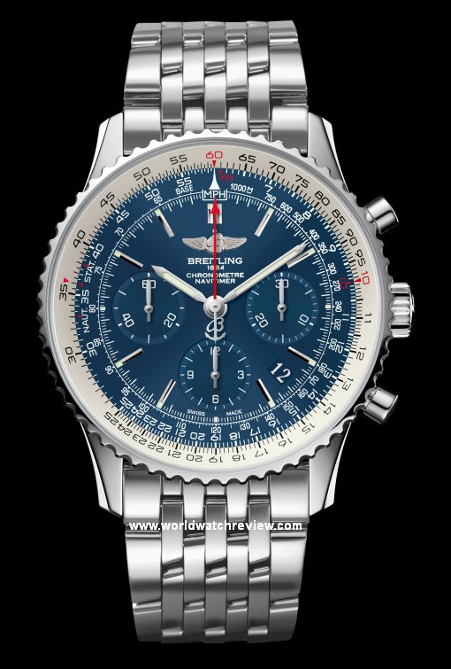 Breitling Navitimer Blue Sky 60th Anniversary on a steel bracelet