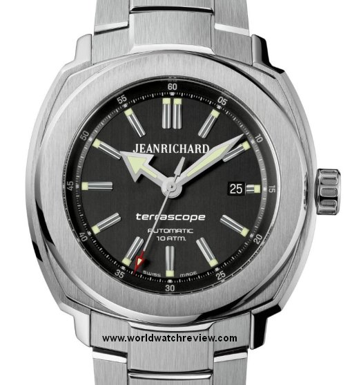 JeanRichard Terrascope Automatic in stainless steel (front view)