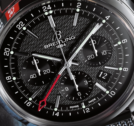 Breitling Transocean Chronograph GMT Limited Edition in stainless steel (dial fragment)
