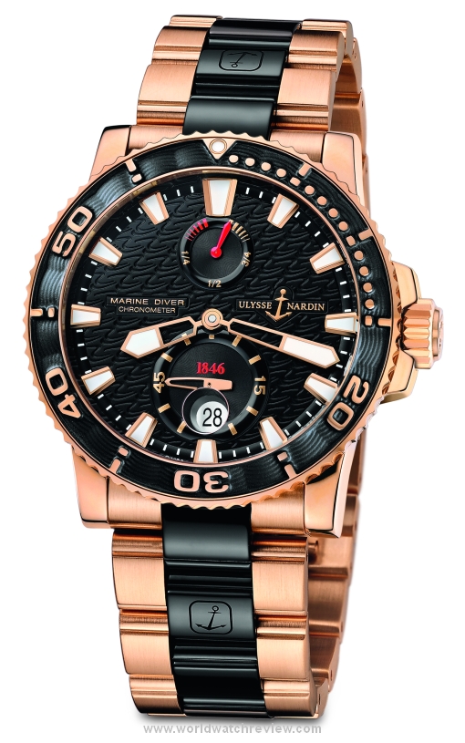 2013 Ulysse Nardin Maxi Marine Diver (Ref. 266-33-8C/922) automatic wrist watch in rose gold