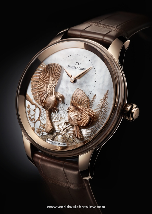 Jaquet Droz Petite Heure Minute Relief Season in red gold (ref. j005023270)