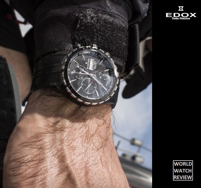 Edox Grand Ocean Extreme Sailing Series (black PVD, wrist photo)