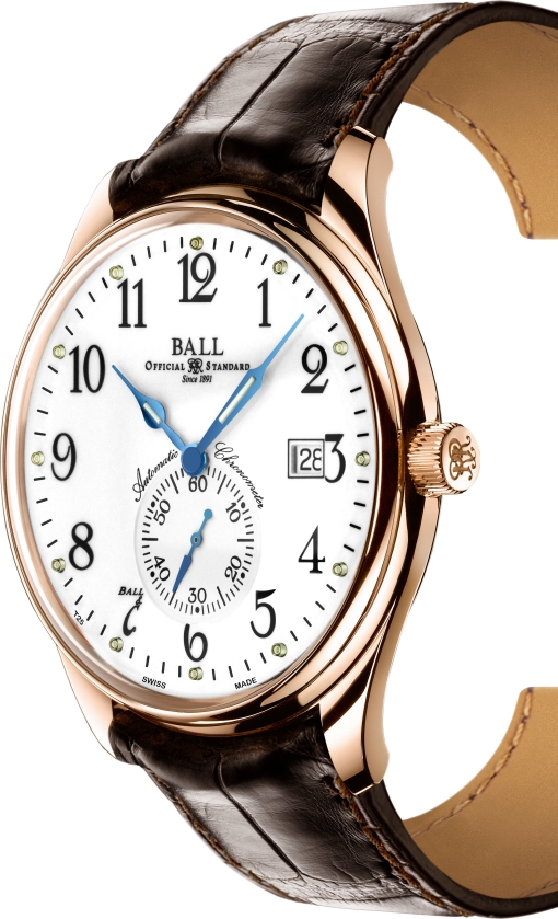 Ball Trainmaster Standard Time Automatic in rose gold (NM3888D-PG-LCJ-WH)