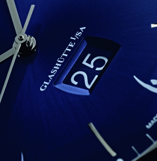 Glashutte Original Sixties Panorama Date (Midnight Blue dial fragment)