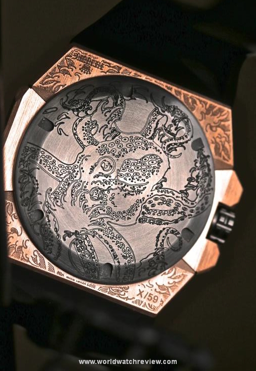 Linde Werdelin Oktopus Moon Tattoo Limited Edition automatic watch in rose gold (engraved case back)