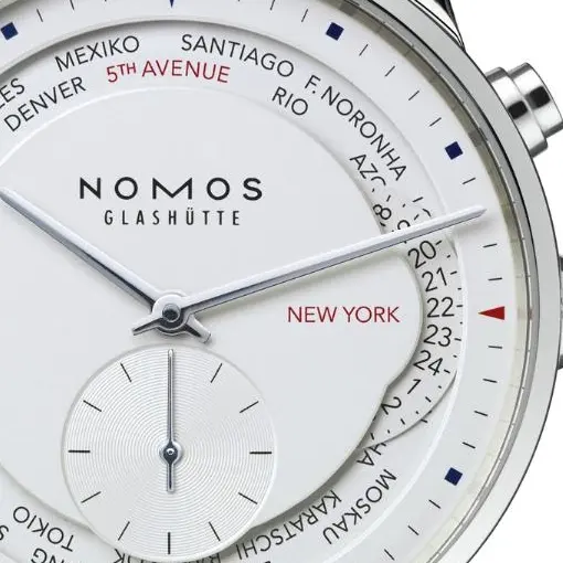 Nomos for Wempe Weltzeit 5th Avenue (dial fragment)